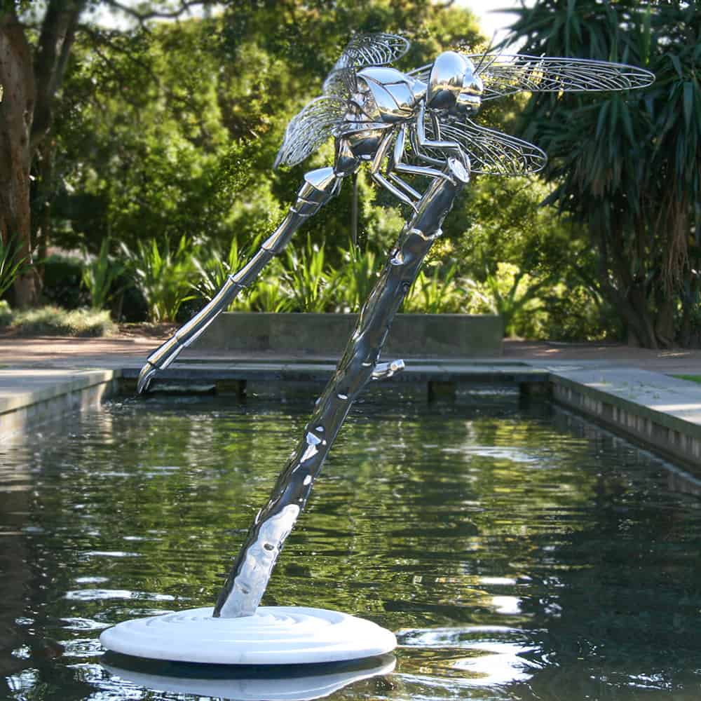 dragonfly water sculpture
