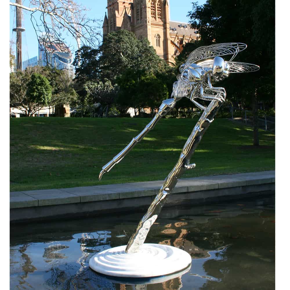 dragonfly water sculpture
