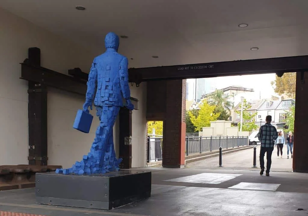 Corporate Blues by Stephen Glassborow – bronze sculpture, 2.2m (view 3) – SOHO Galleries Sydney