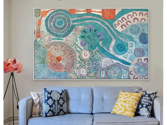 Original Artworks, Australian Artists Scorpion Country by Freddy Purla – acrylic on canvas painting, 206x132cm – SOHO Galleries Sydney