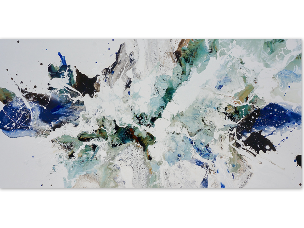 michael whitehead abstract blue white painting