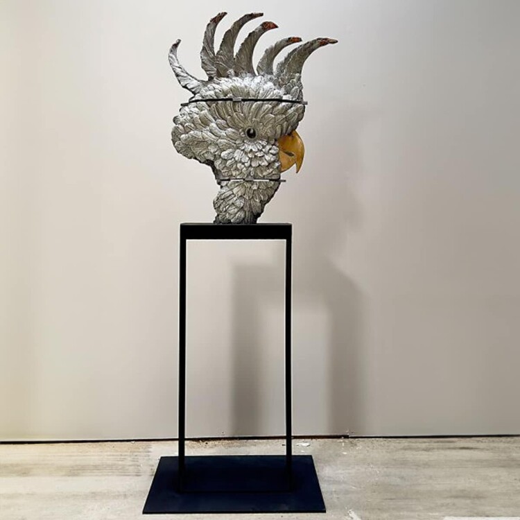 stephen-glassborow-bronze-sculpture-figurative cockatoo sculpture