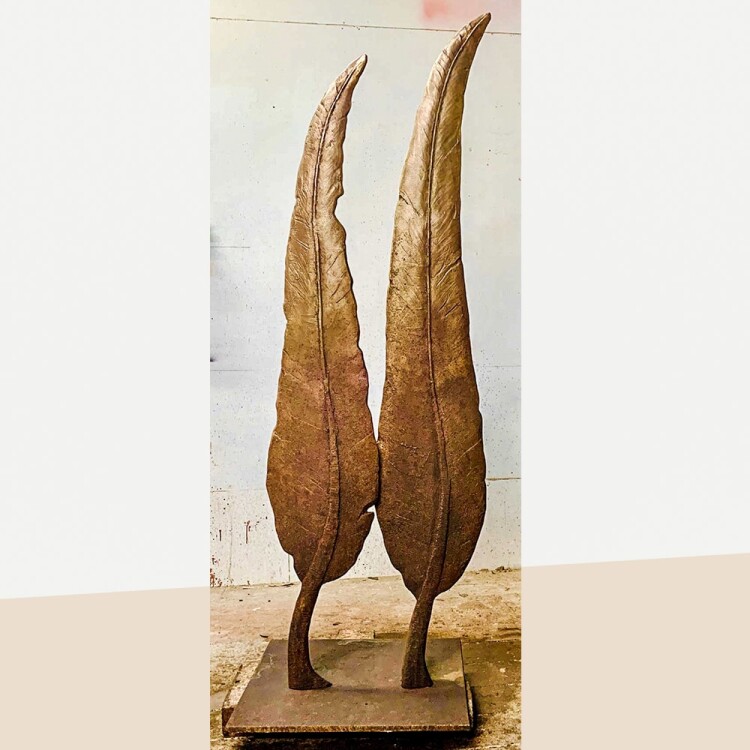 leaves leaf sculpture bronze