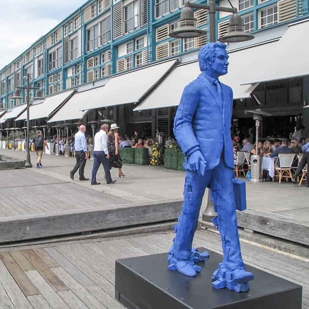 Corporate Blues by Stephen Glassborow – bronze sculpture, 2.2m (view 2) – SOHO Galleries Sydney