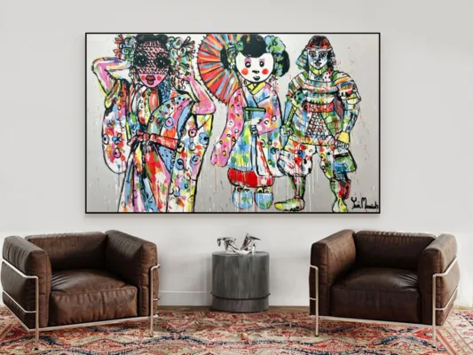 150x100cm playful swimmers. yosi messiah original art
