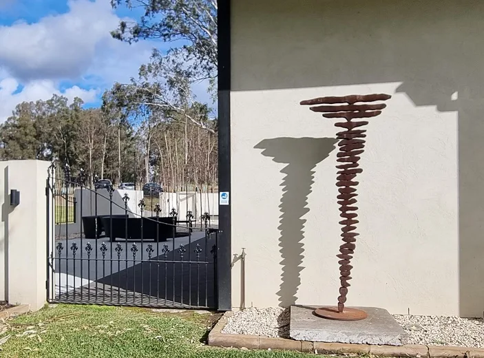Mentor the old Mob - 2.2m tall garden sculpture, totem sculpture in steel