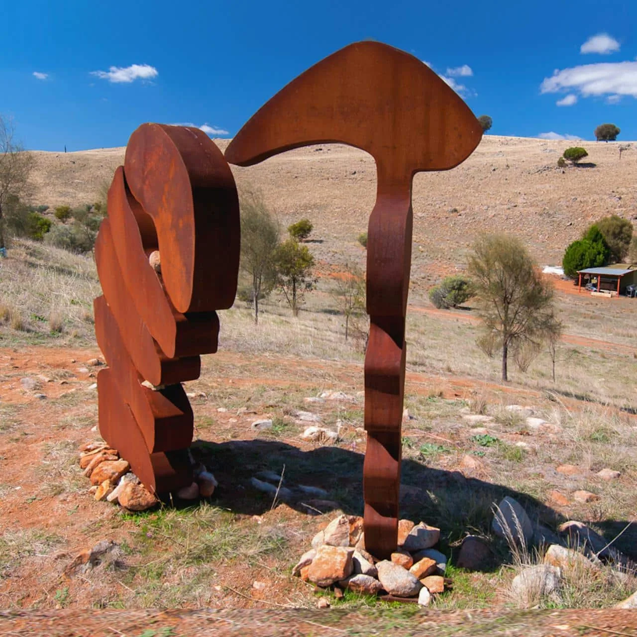 Merging Emerging by Greg Johns – Corten-steel sculpture, 3.4m (view 2) – SOHO Galleries Sydney
