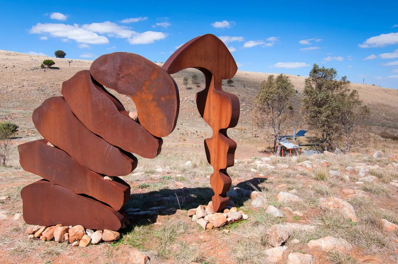 Merging Emerging by Greg Johns – Corten-steel sculpture, 3.4m (view 4) – SOHO Galleries Sydney