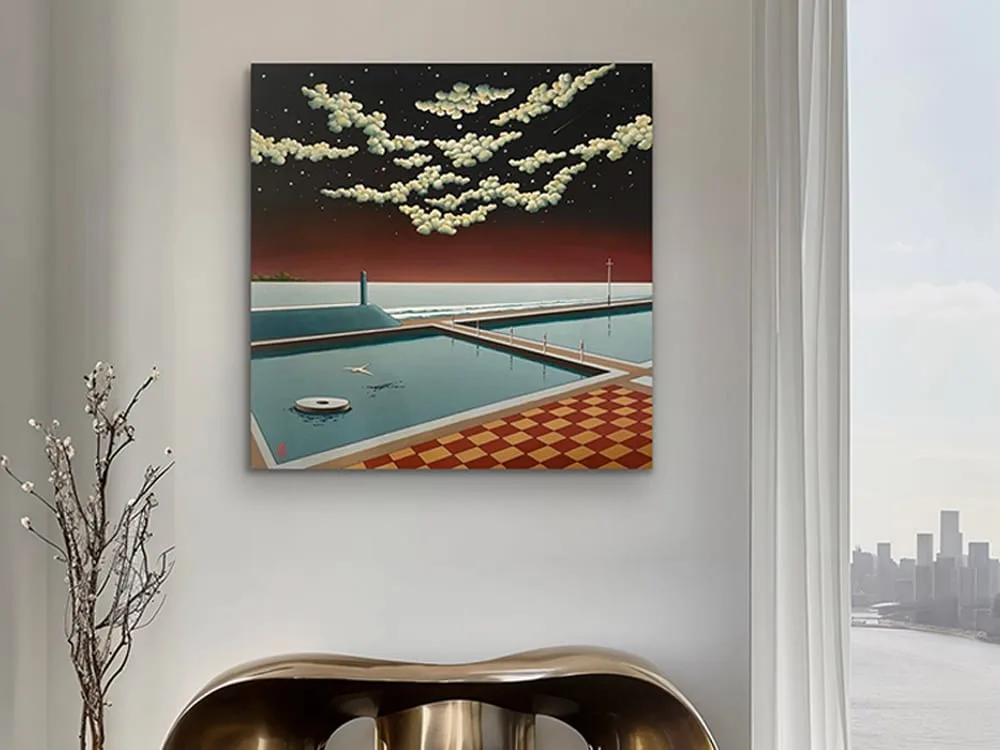 Only on a Northern Nocturne - 102x102cm Coastal & water painting by James Willebrant — original art, SOHO Galleries Sydney