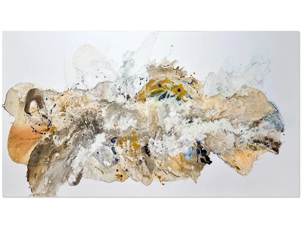 Vestige, 4 by Michael Whitehead – mixed media on canvas painting, 200x100cm (view 2) – SOHO Galleries Sydney