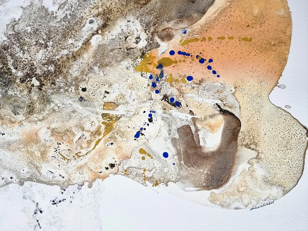 Vestige, 4 by Michael Whitehead – mixed media on canvas painting, 200x100cm (view 3) – SOHO Galleries Sydney