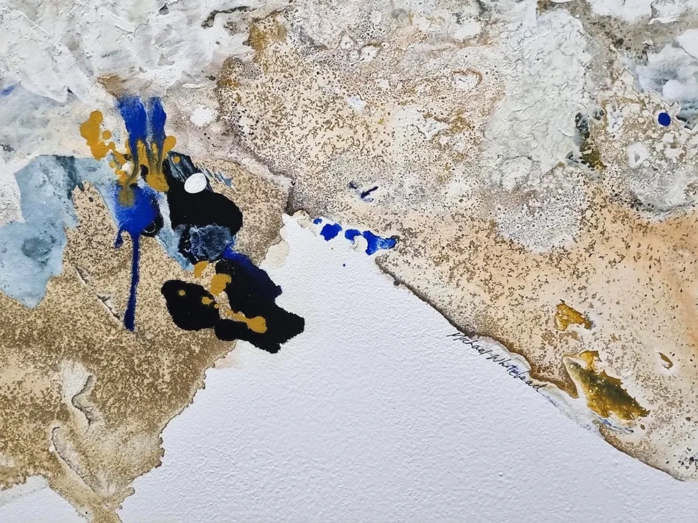 Vestige, 4 by Michael Whitehead – mixed media on canvas painting, 200x100cm (view 4) – SOHO Galleries Sydney