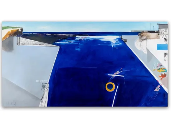 blue Abstract canvas painting by Phil Stallard — original art, SOHO Galleries Sydney