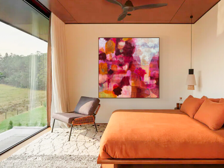 pink orange large bedroom artwork