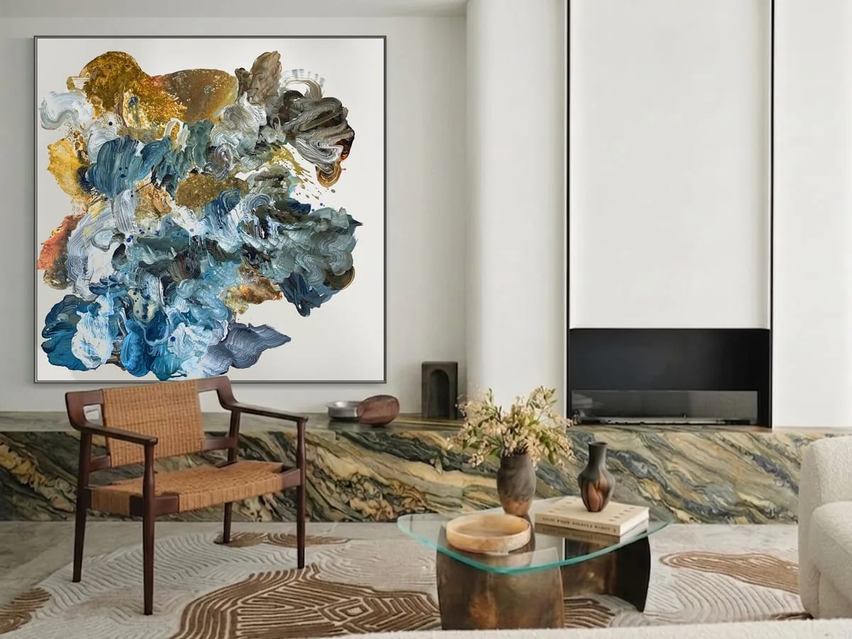 Tidal Response -150x150cm Abstract canvas painting by Michael Whitehead — original art, SOHO Galleries Sydney