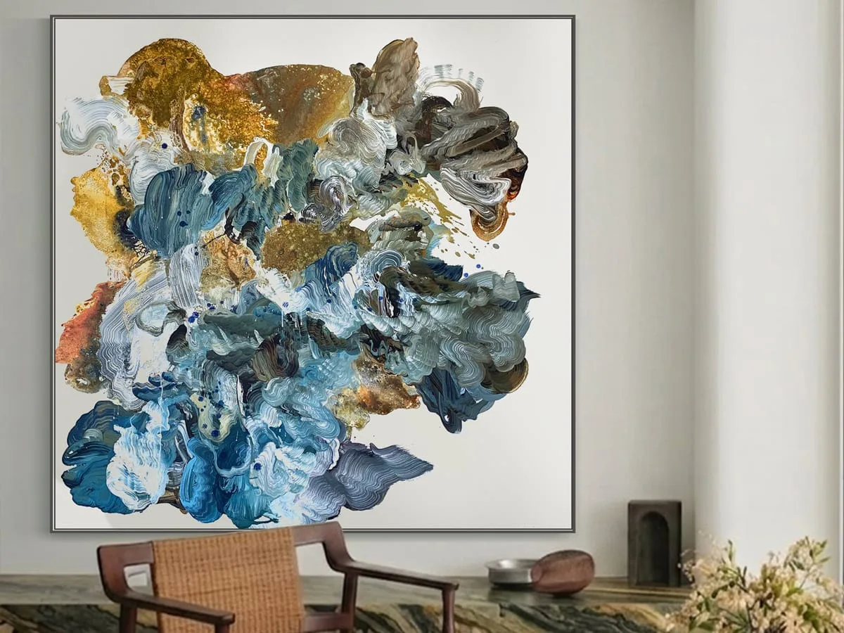 Tidal Response -150x150cm Abstract canvas painting by Michael Whitehead — original art, SOHO Galleries Sydney