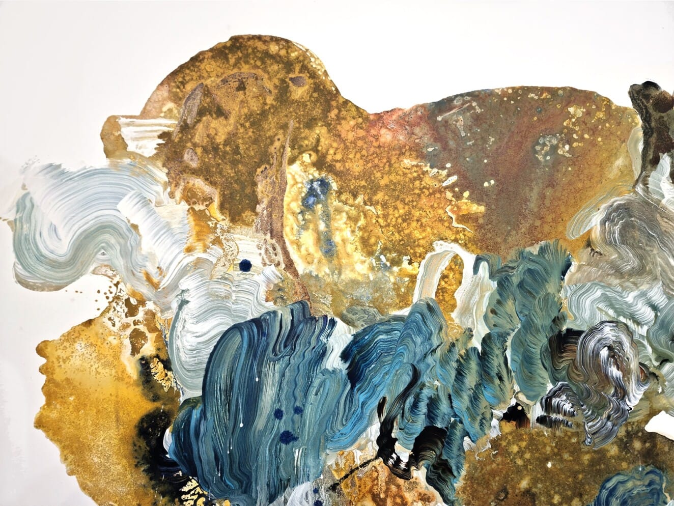 Tidal Response by Michael Whitehead – mixed media on canvas painting, 150x150cm (view 6) – SOHO Galleries Sydney