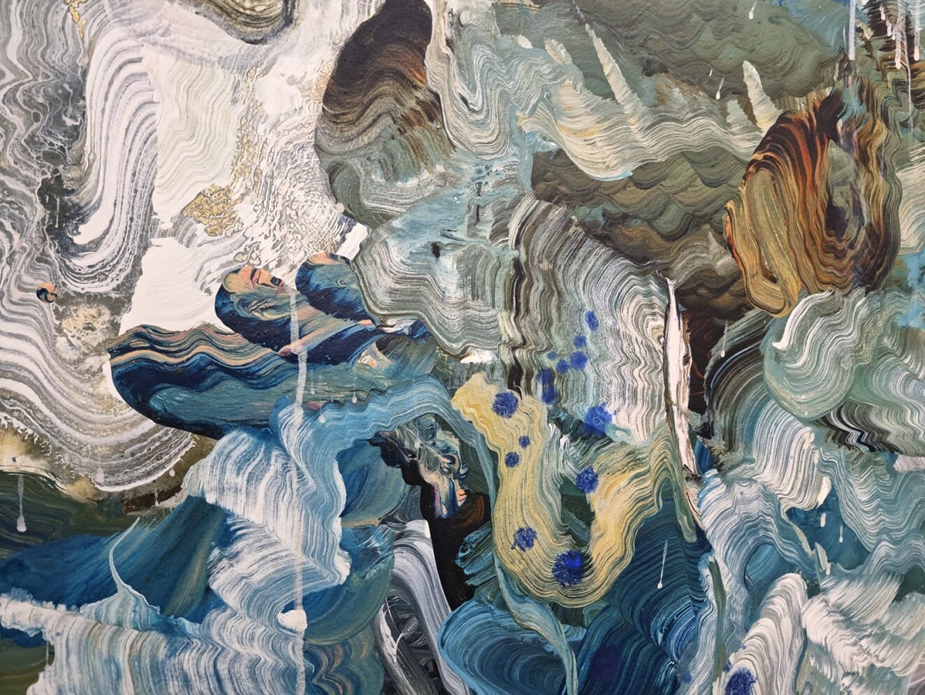 Tidal Response by Michael Whitehead – mixed media on canvas painting, 150x150cm (view 7) – SOHO Galleries Sydney