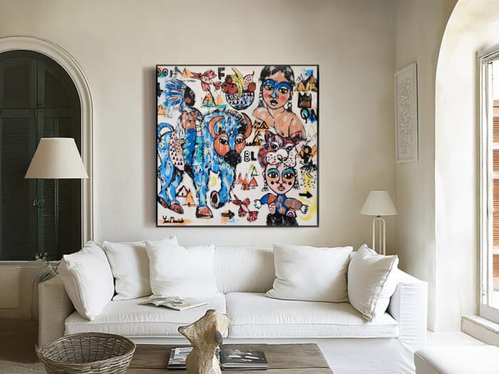 Abstract canvas painting by Yosi Messiah — original art, SOHO Galleries Sydney