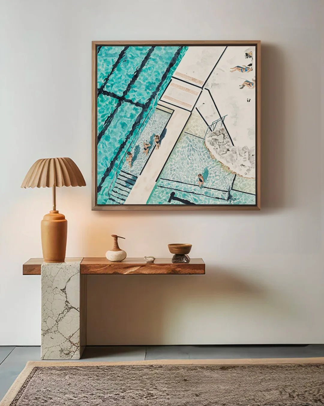 Dipping Days by Leah Ramage – painting, 77x77cm (view 2) – SOHO Galleries Sydney