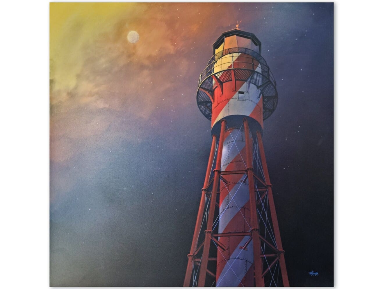 Dangerman's Lunar Lab by Ross Wilsmore – acrylic on canvas painting, 153x153cm (view 2) – SOHO Galleries Sydney