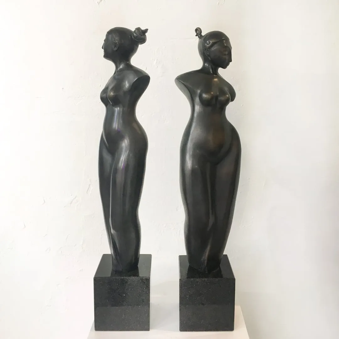 Tall Sisters by Zygmunt Libucha – bronze sculpture, 76cm – SOHO Galleries Sydney