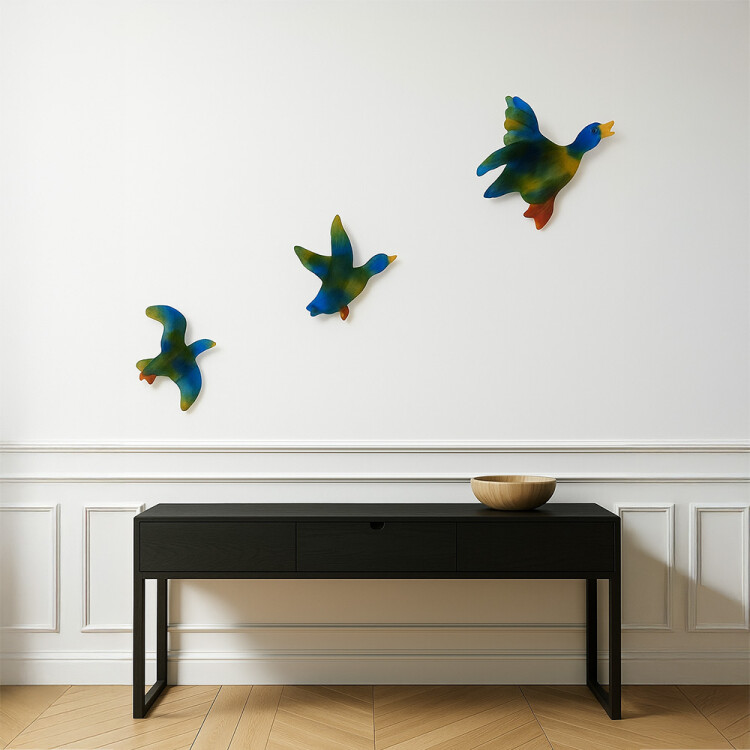 flying ducks wall sculpture