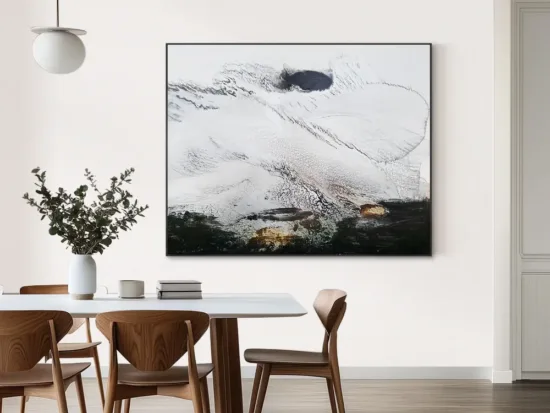 Conchita Carambano the net by Conchita Carambano – painting, 152x122cm, shown in a home interior – SOHO Galleries Sydney