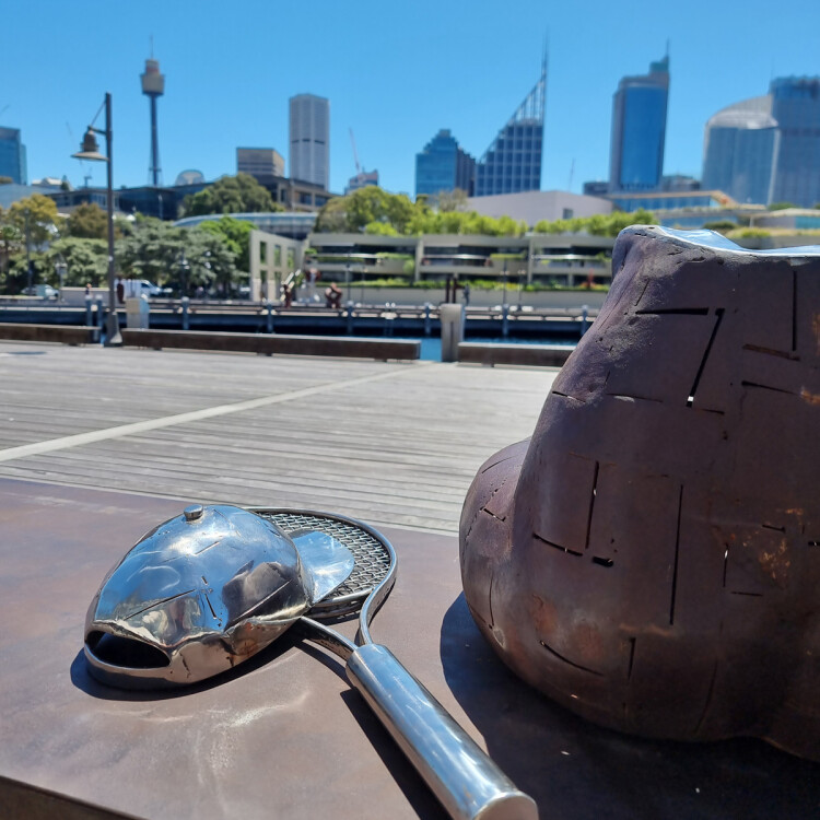 australian garden sculpture, tennis sculpture