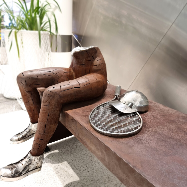 australian garden sculpture, tennis sculpture