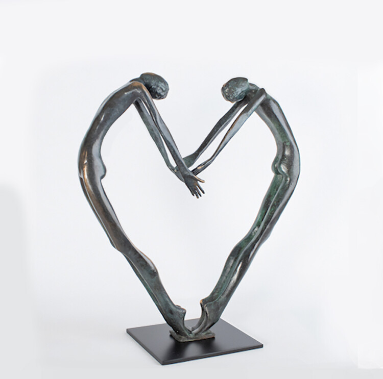 bronze love sculpture