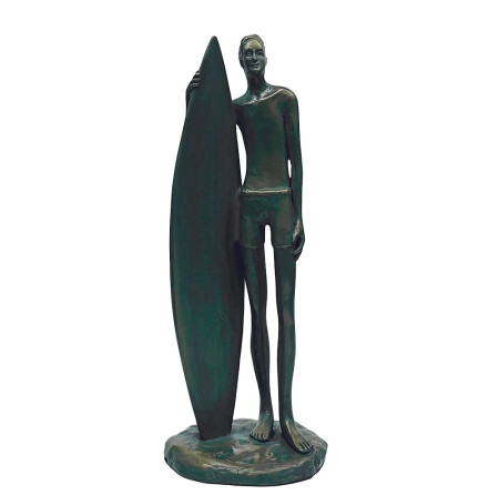 bronze surfer sculpture
