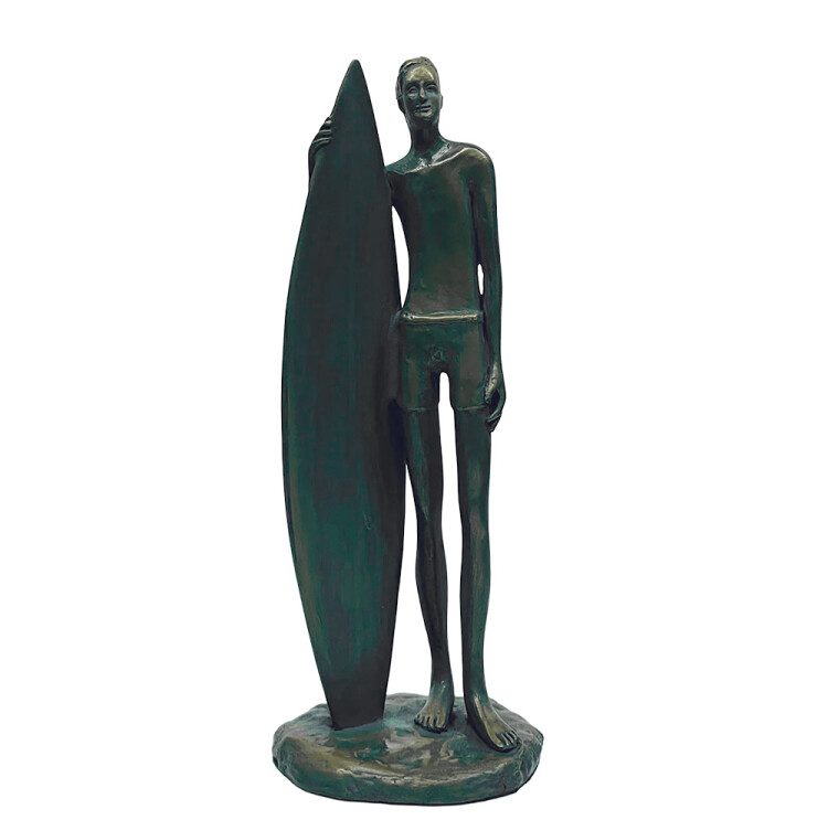 bronze surfer sculpture