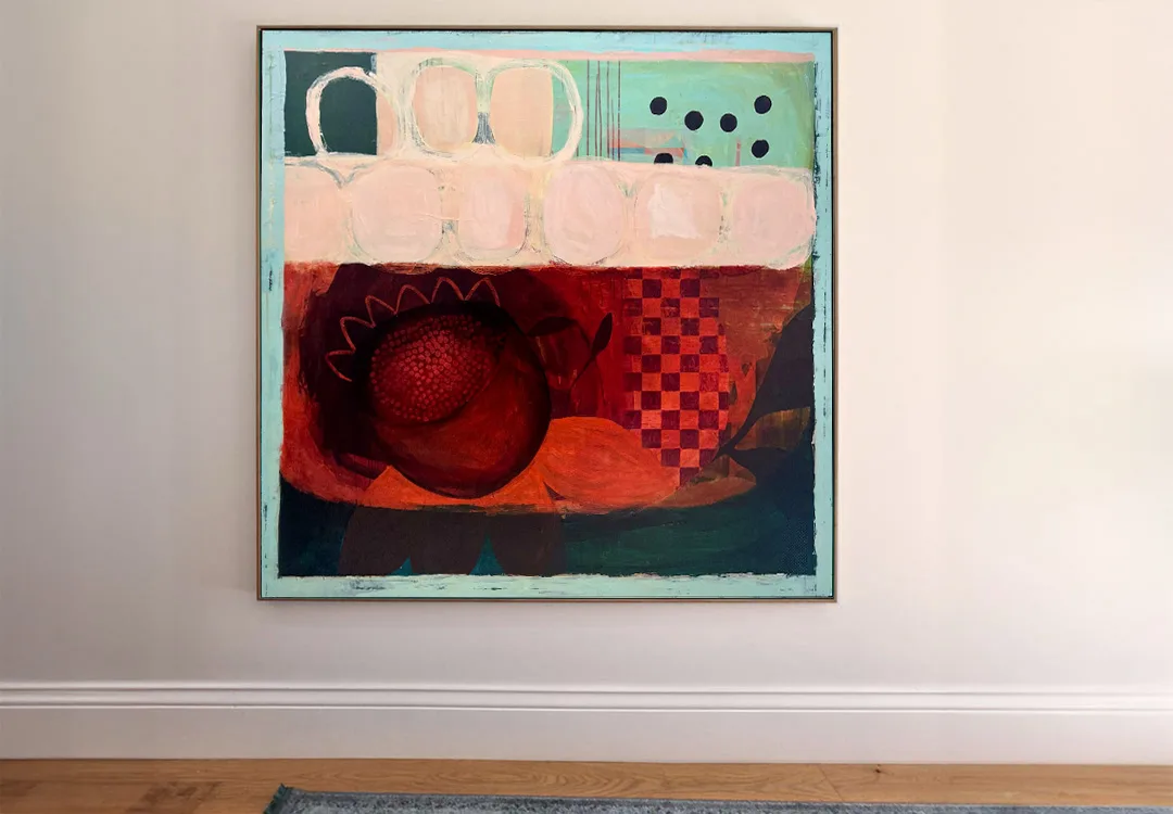 Future Nostalgia - 153x153cm large floral art, original canvas painting