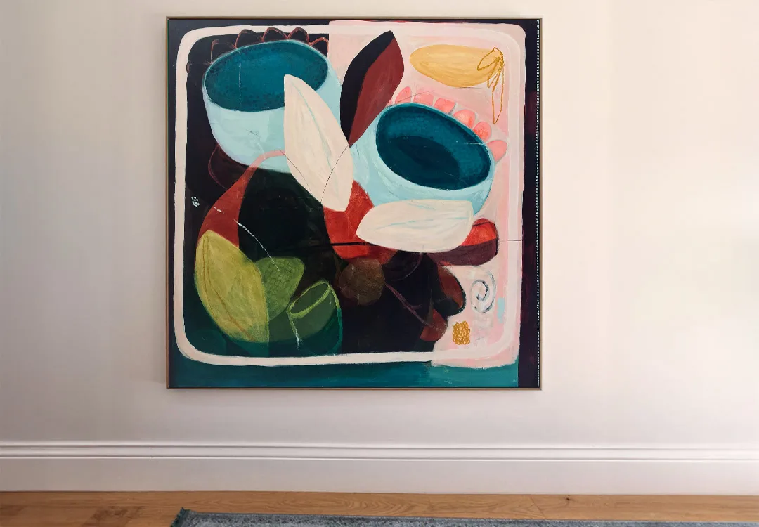 Midnight Confession - 153x153cm large floral art, original canvas painting