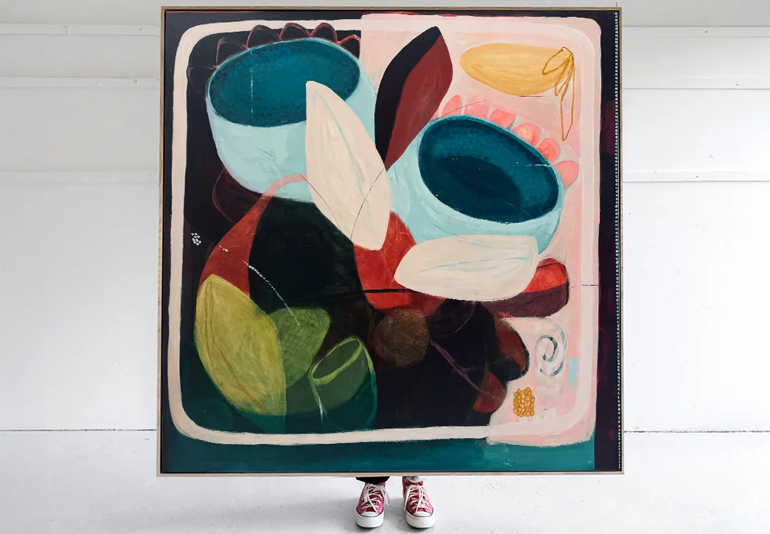 Midnight Confession - 153x153cm large floral art, original canvas painting