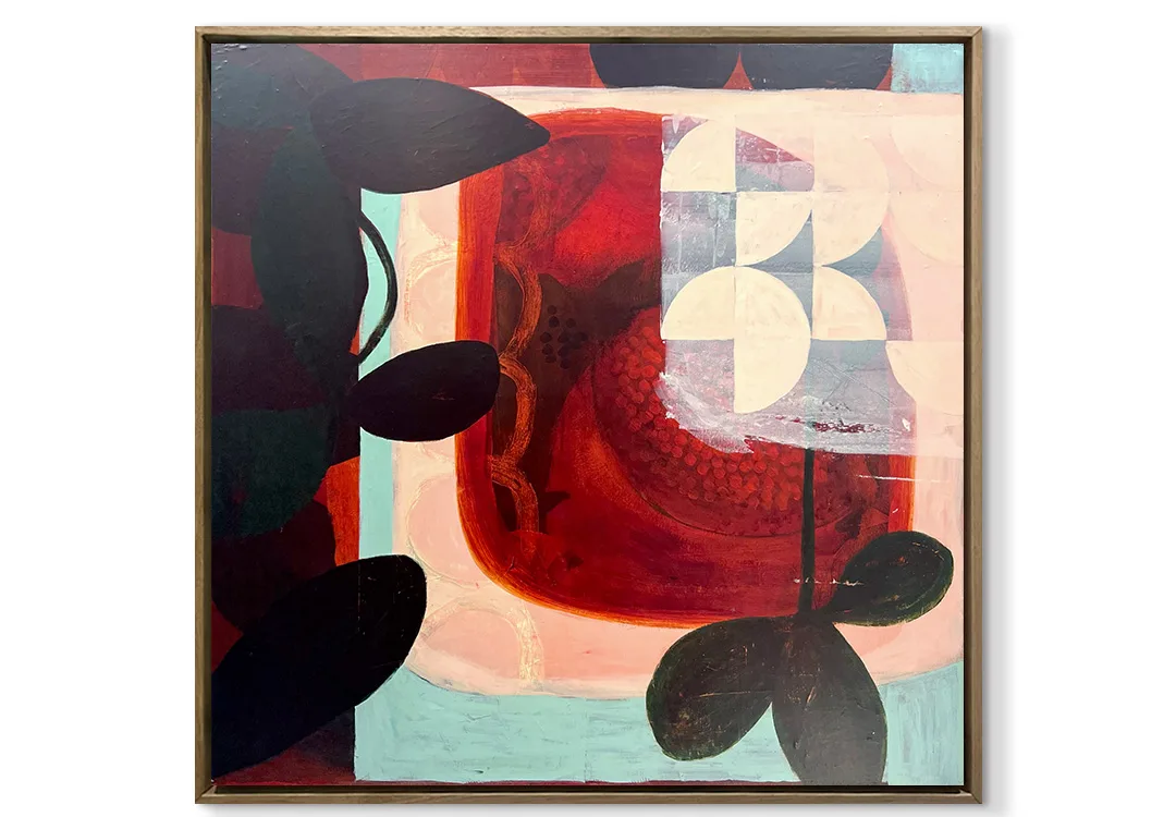 Soft Geoetry + The Shape of Feeling - 103x103cm large floral art, original canvas painting