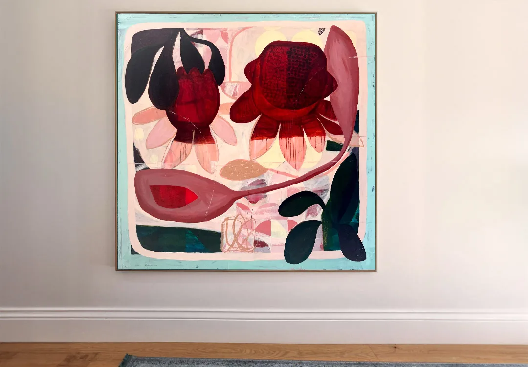 Where Love Lives - 153x153cm large floral art, original canvas painting