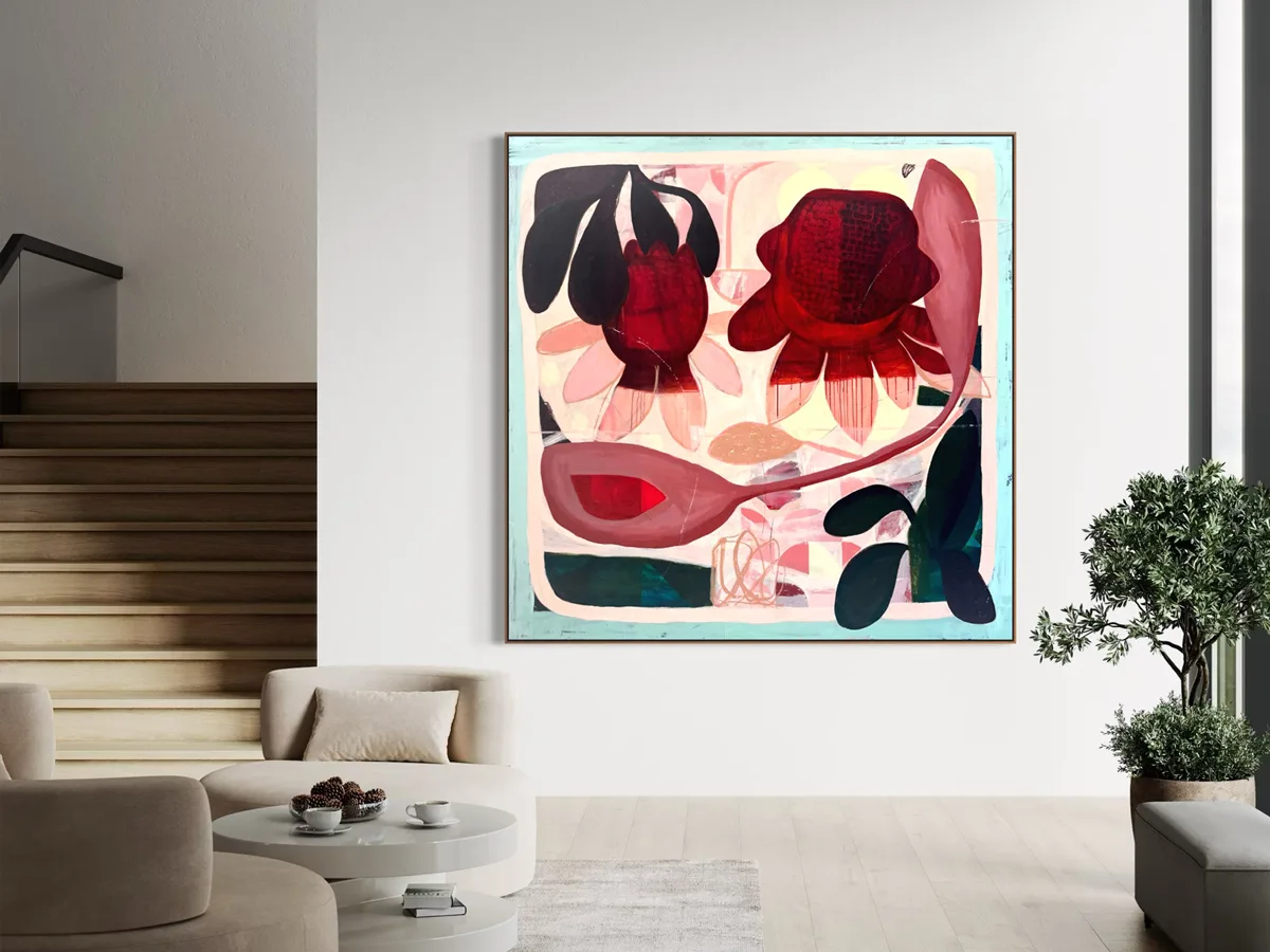 Where Love Lives - 153x153cm large floral wall art botanics