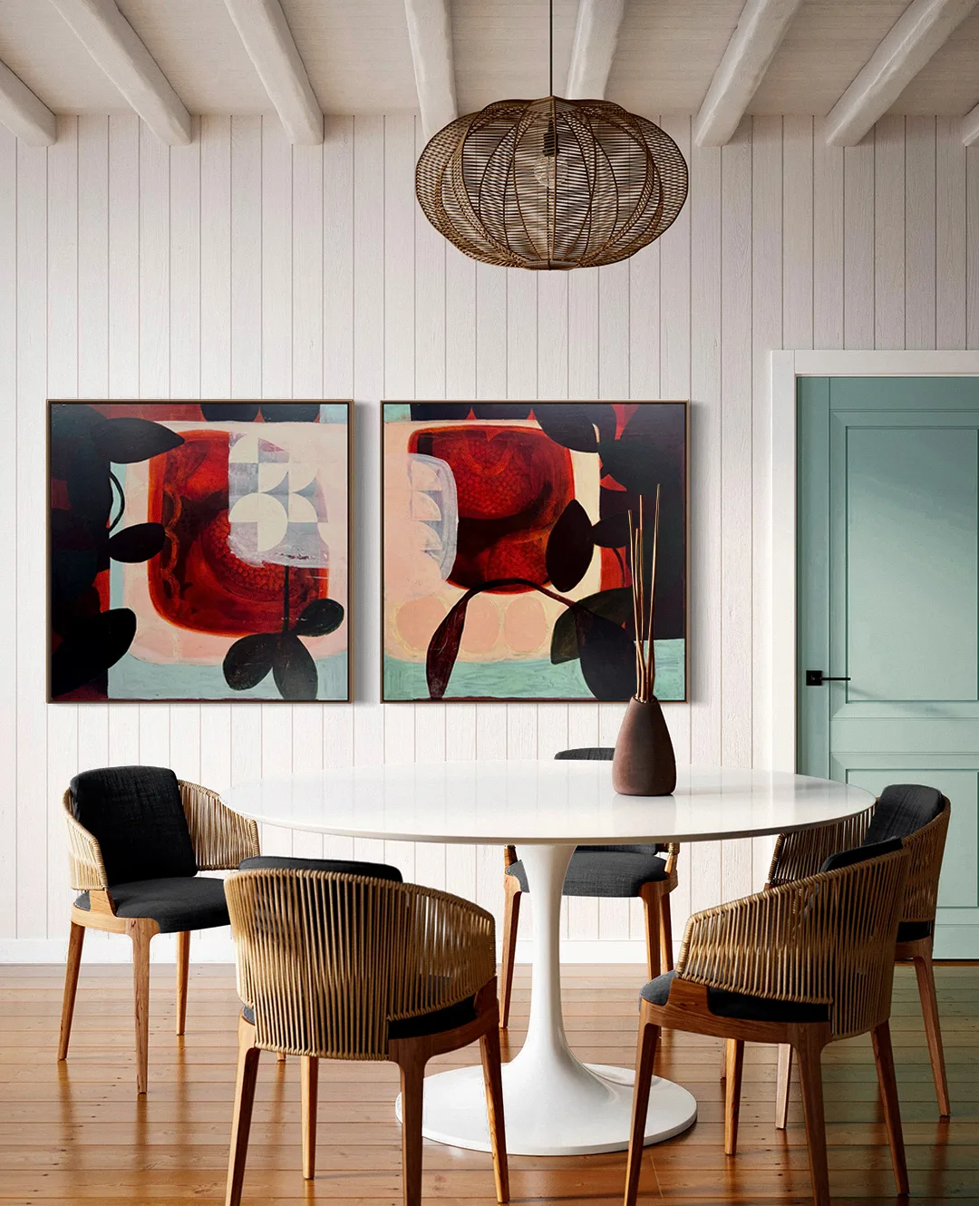 soft geometry Amanda Ketterer Art large floral wall art botanics