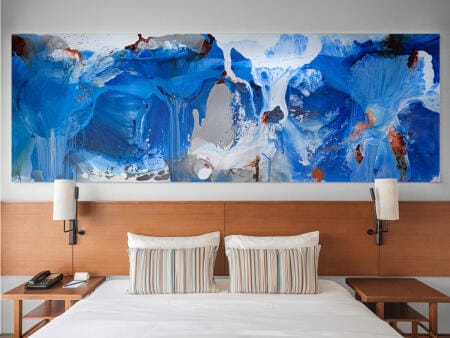 bedroom artwork, blue abstract art