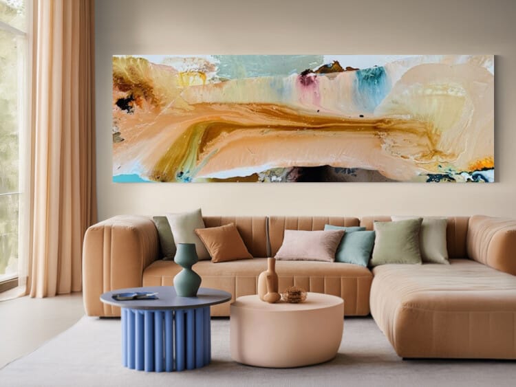 long lounge room artwork, abstract art