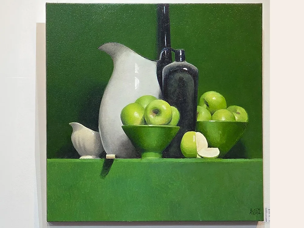 Australian Artists Green Apple, Quartered - 70x70cm
