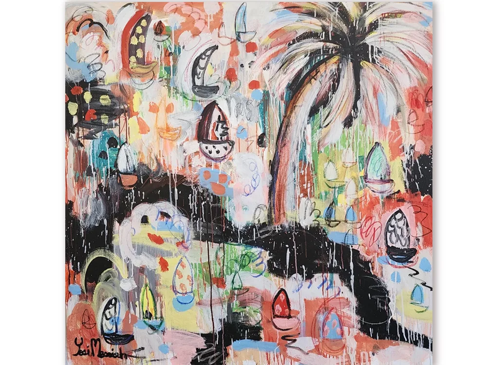 Australian Artists abstraction, one palm - 120cm