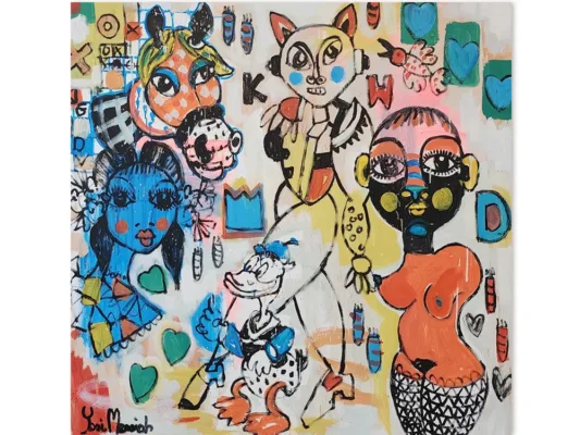 yosi messiah extra large painting, basquiat style art