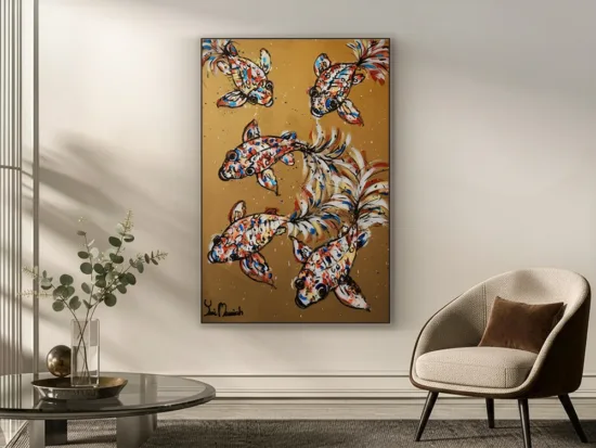 Australian Art & Sculpture | Soho Galleries yosi messiah original art - koi fish artwork