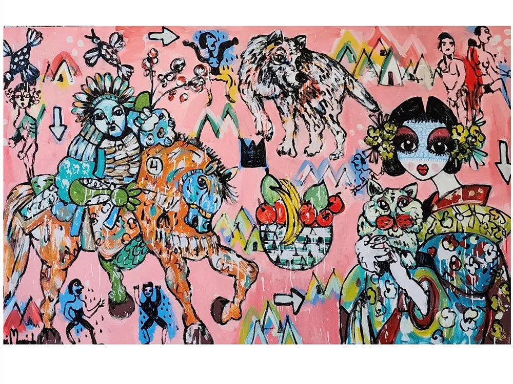 Australian Artists Horse rider, Fruit giver - 200x120cm