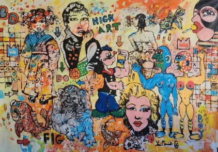 yosi messiah extra large painting, basquiat style art
