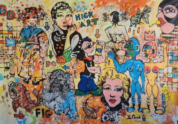 yosi messiah extra large painting, basquiat style art