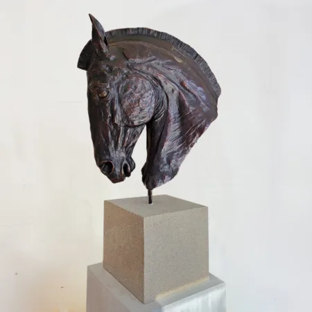 bronze horse head sculpture